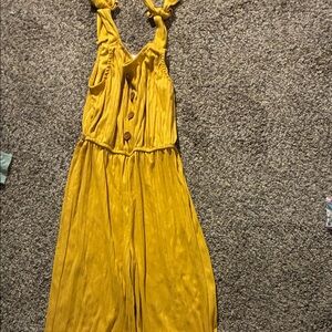 Yellow Button-Front Jumpsuit